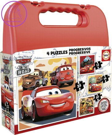 EDUCA Puzzle v kufříku Auta 4v1 (12,16,20,25 dílků)