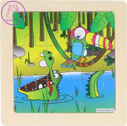 Dřevěné puzzle Džungle s krokodýlem 9 dílků