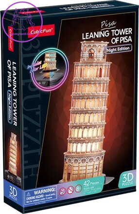 CUBICFUN Svítící 3D puzzle Noční edice: Šikmá věž v Pise 42 dílků