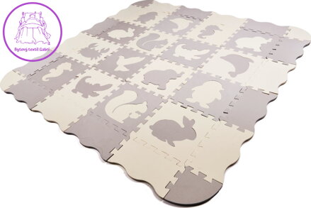 KIK Pěnové puzzle šedo-krémové Zvířátka