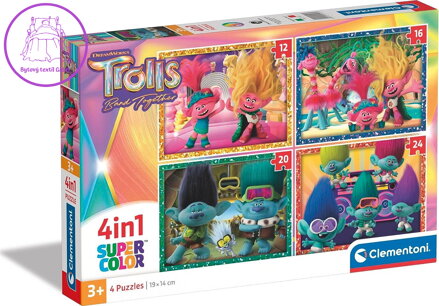 CLEMENTONI Puzzle Trollové 3, 4v1 (12+16+20+24 dílků)