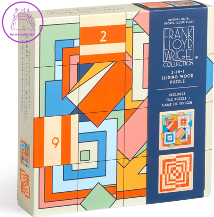 GALISON Posuvné dřevěné puzzle Frank Lloyd Wright: Imperial Hotel 2v1 (16 dílků)