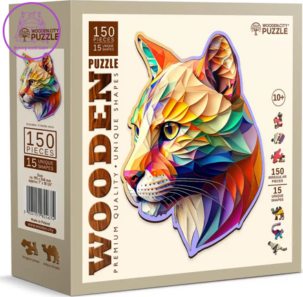 WOODEN CITY Dřevěné puzzle Barevná puma 150 dílků EKO