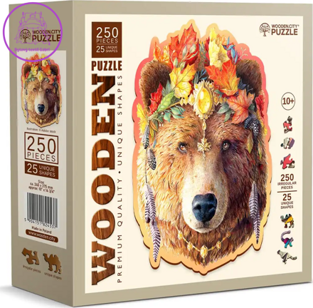 WOODEN CITY Dřevěné puzzle Stylový medvěd 250 dílků EKO