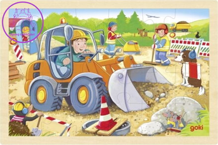GOKI Dřevěné puzzle Staveniště 24 dílků