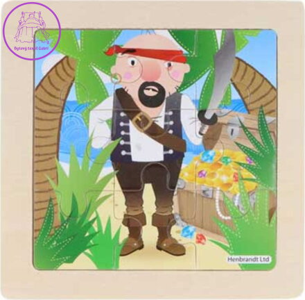 Dřevěné puzzle Pirát 9 dílků