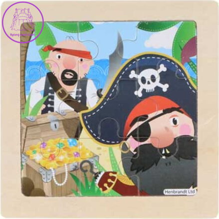 Dřevěné puzzle Pirátský podklad 9 dílků