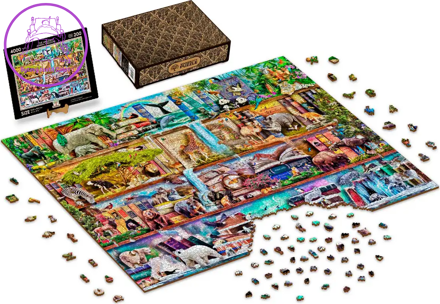 WOODEN CITY Dřevěné puzzle Úžasné království zvířat 2v1, 4000 dílků