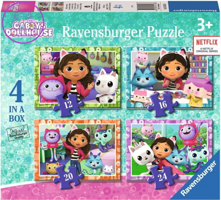 RAVENSBURGER Puzzle Gábinin kouzelný domek 4v1 (12, 16, 20, 24 dílků)