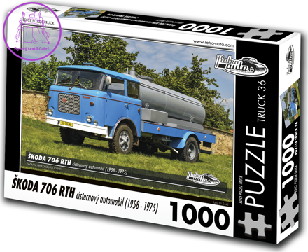 RETRO-AUTA Puzzle TRUCK č.36 Škoda 706 RTH cisternový automobil (1958 - 1975) 1000 dílků
