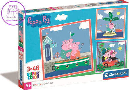 CLEMENTONI Puzzle Prasátko Pepina 3x48 dílků