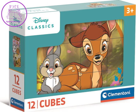 CLEMENTONI Obrázkové kostky Disney klasické pohádky, 12 kostek