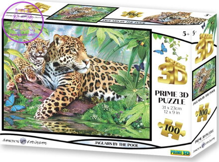 PRIME 3D Puzzle Jaguáři u bazénu 3D 100 dílků