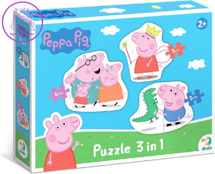 DODO Puzzle Prasátko Peppa: Rodina 3v1 (2,3,4 dílků)