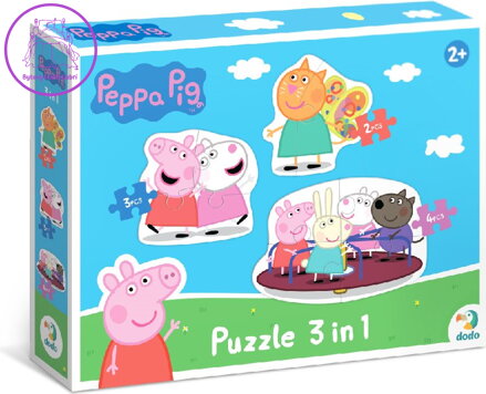 DODO Puzzle Prasátko Peppa: Kamarádi 3v1 (2,3,4 dílků)