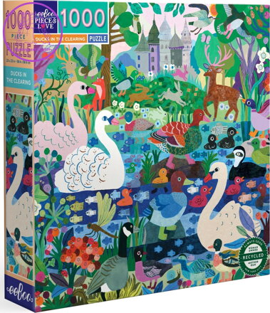 EEBOO Čtvercové puzzle Kachny na mýtince 1000 dílků