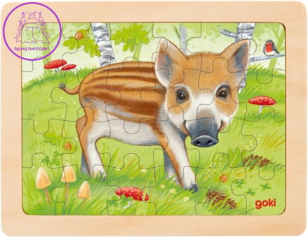 GOKI Dřevěné puzzle Lesní zvířátka: Prasátko 24 dílků