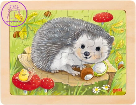 GOKI Dřevěné puzzle Lesní zvířátka: Ježek 24 dílků