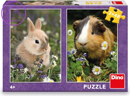 DINO Puzzle Králíček a morče 2x48 dílků