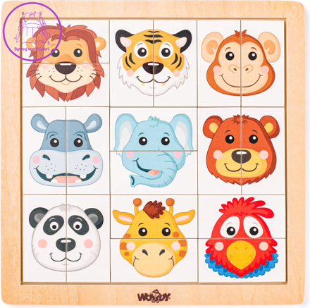 WOODY Vkládací puzzle Zvířecí hlavy