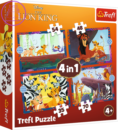 TREFL Puzzle Odvážný Lví král 4v1 (35,48,54,70 dílků)