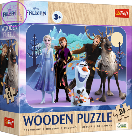 TREFL Dřevěné puzzle Ledové království: Úžasné království 24 dílků