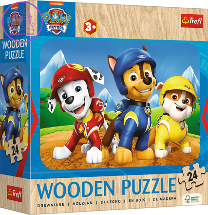TREFL Dřevěné puzzle Tlapková patrola: Roztomilý tým psů 24 dílků