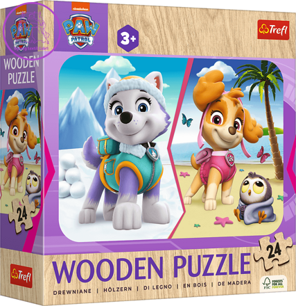 TREFL Dřevěné puzzle Tlapková patrola: Dívčí hlídka 24 dílků