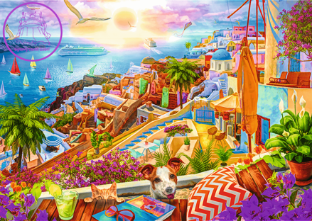 TREFL Puzzle Premium Plus Tea Time: Návštěva Santorini 1000 dílků
