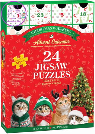 EUROGRAPHICS Puzzle Adventní kalendář: Vánoční vousky 24x50 dílků