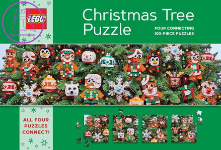 CHRONICLE BOOKS Puzzle Vánoční Lego stromeček 4x100 dílků