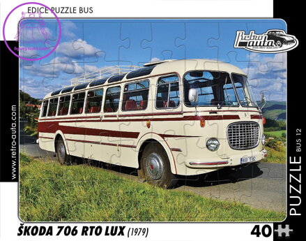 RETRO-AUTA Puzzle BUS č.12 Škoda 706 RTO LUX (1979) 40 dílků