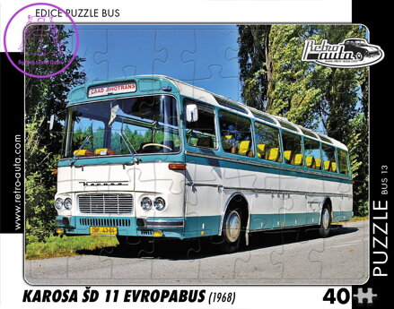 RETRO-AUTA Puzzle BUS č.13 Karosa ŠD 11 Evropabus (1968) 40 dílků