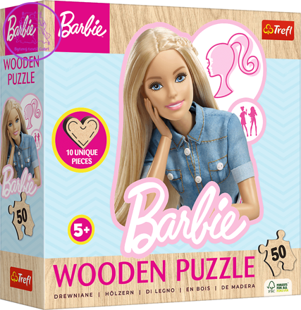 TREFL Dřevěné obrysové puzzle Barbie 50 dílků