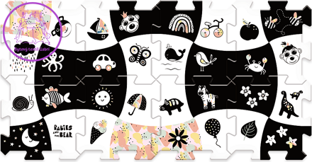 Pěnové puzzle Treflíci: Černá a bílá