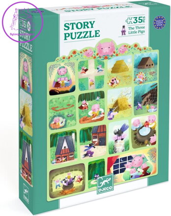 DJECO Puzzle s příběhem Tři Prasátka 35 dílků