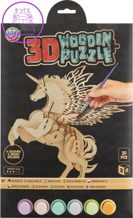 MOXY Dřevěné 3D vybarvovací puzzle Jednorožec