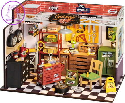 ROBOTIME Rolife DIY 3D dřevěné puzzle Garáž s LED osvětlením 157 dílků