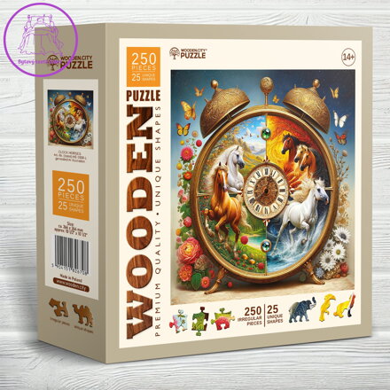 WOODEN CITY Dřevěné puzzle Koňské hodiny 250 dílků