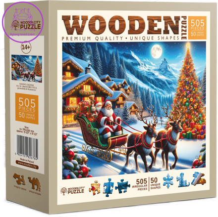 WOODEN CITY Dřevěné puzzle Santovy sáně 505 dílků