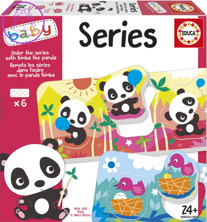 EDUCA Baby vkládačka Panda Bimba a kamarádi 6x3 dílky