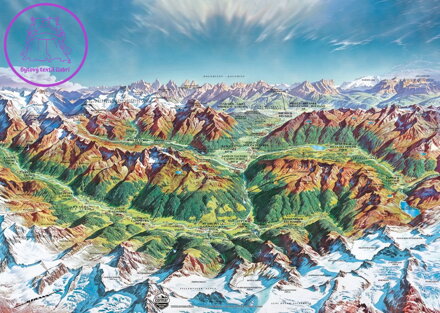 HEYE Puzzle Map Art: Horský svět v Alpách 2000 dílků