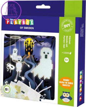 PLAYBOX Svítící zažehlovací korálky Sada Kostlivci a duchové 1100ks