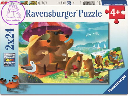RAVENSBURGER Puzzle Medvědí rodinka na výletě 2x24 dílků