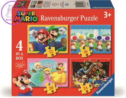 RAVENSBURGER Puzzle Super Mario a jeho dobrodružství 4v1 (12,16,20,24 dílků)