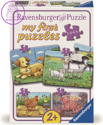 RAVENSBURGER Moje první puzzle Zvířecí rodinky na farmě  4v1 (2,4,6,8 dílků)