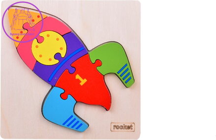 JOKOMISIADA Dřevěné puzzle Raketa 7 dílků