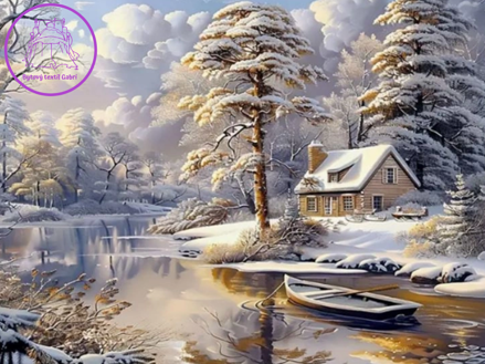 NORIMPEX Diamantové malování Zimní chata 30x40cm