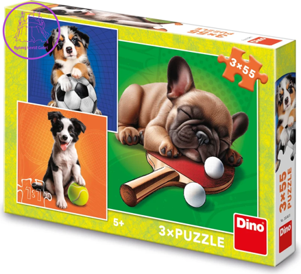 DINO Puzzle Psí sportovci 3x55 dílků