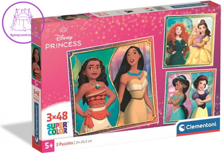 CLEMENTONI Puzzle Disney princezny 3x48 dílků